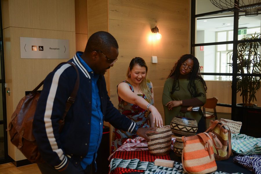 Sarah Chong at baskets stall